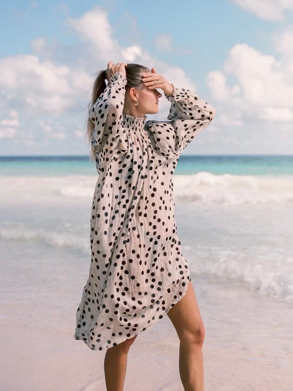 Aila Blue Rashida Dress in Camille Dot Womans Small NWT